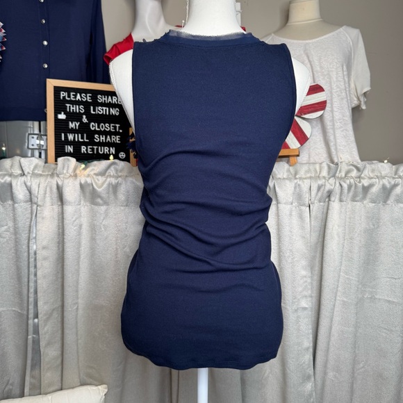 INC International Concepts Blue Ruffled Sleeveless Tank Top - Picture 6 of 8